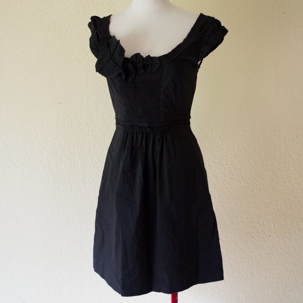BCBGMaxazria Black Cotton Lined Dress Back Zip XS